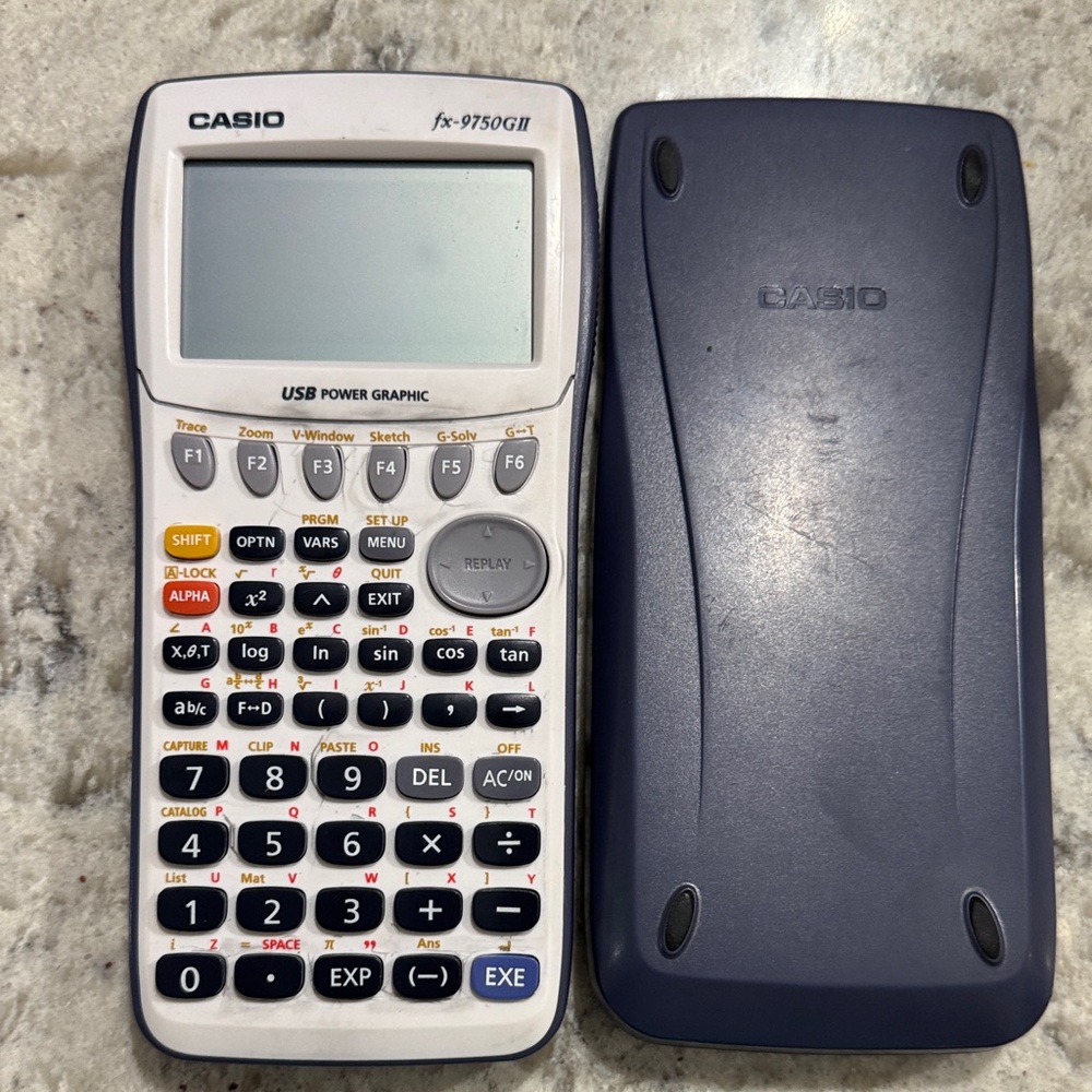 Casio FX-9750GII White and Blue Graphing Calculator